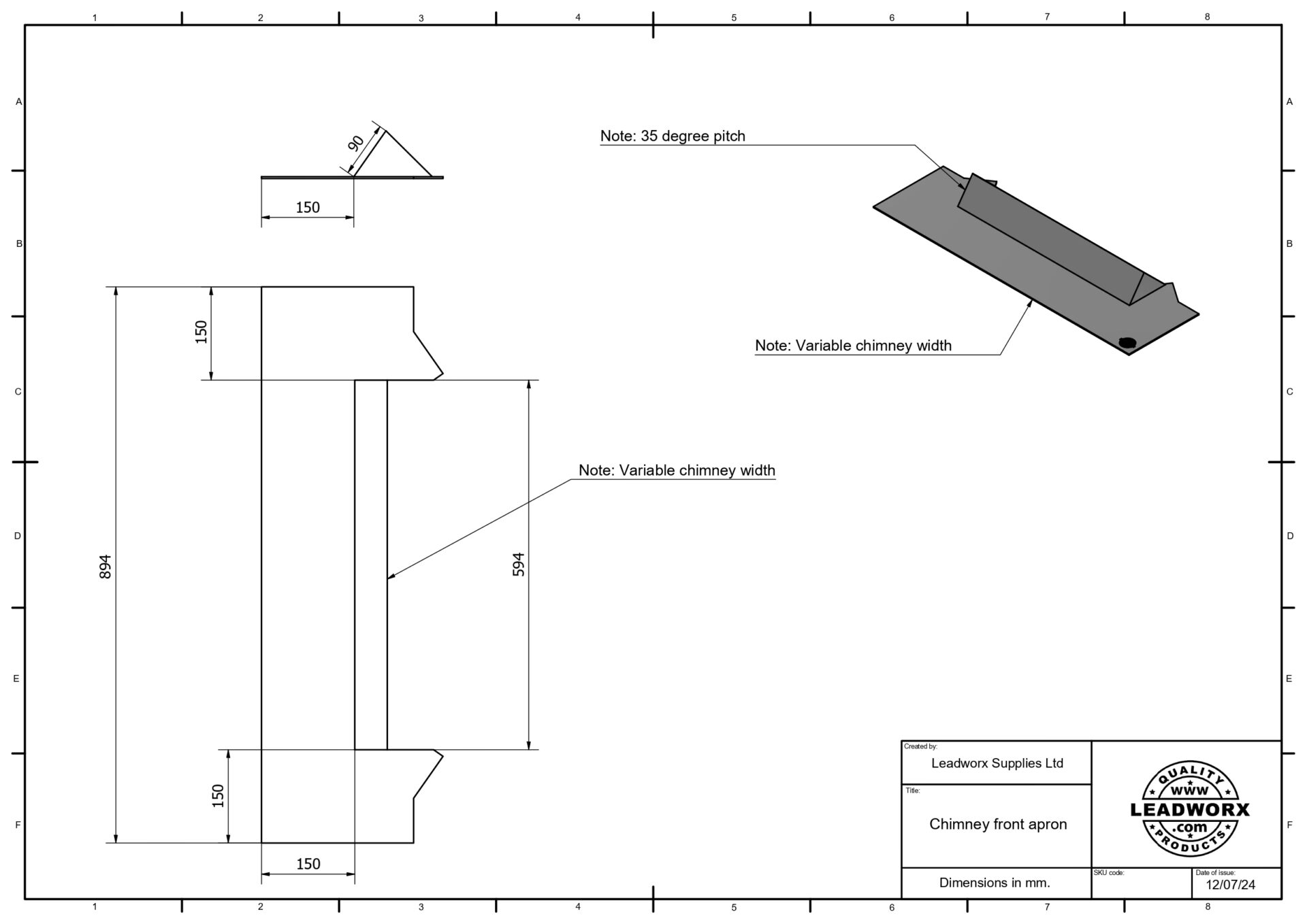 Chimney Front Apron Specifications