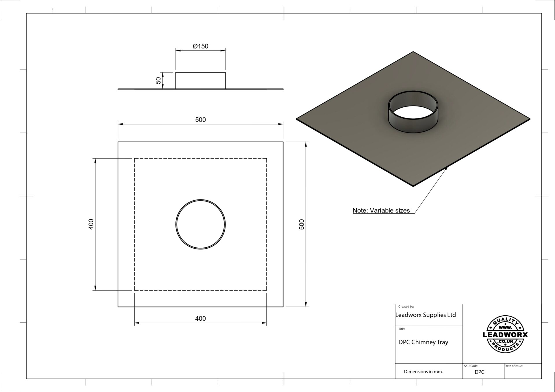 DPC Chimney Tray Specifications