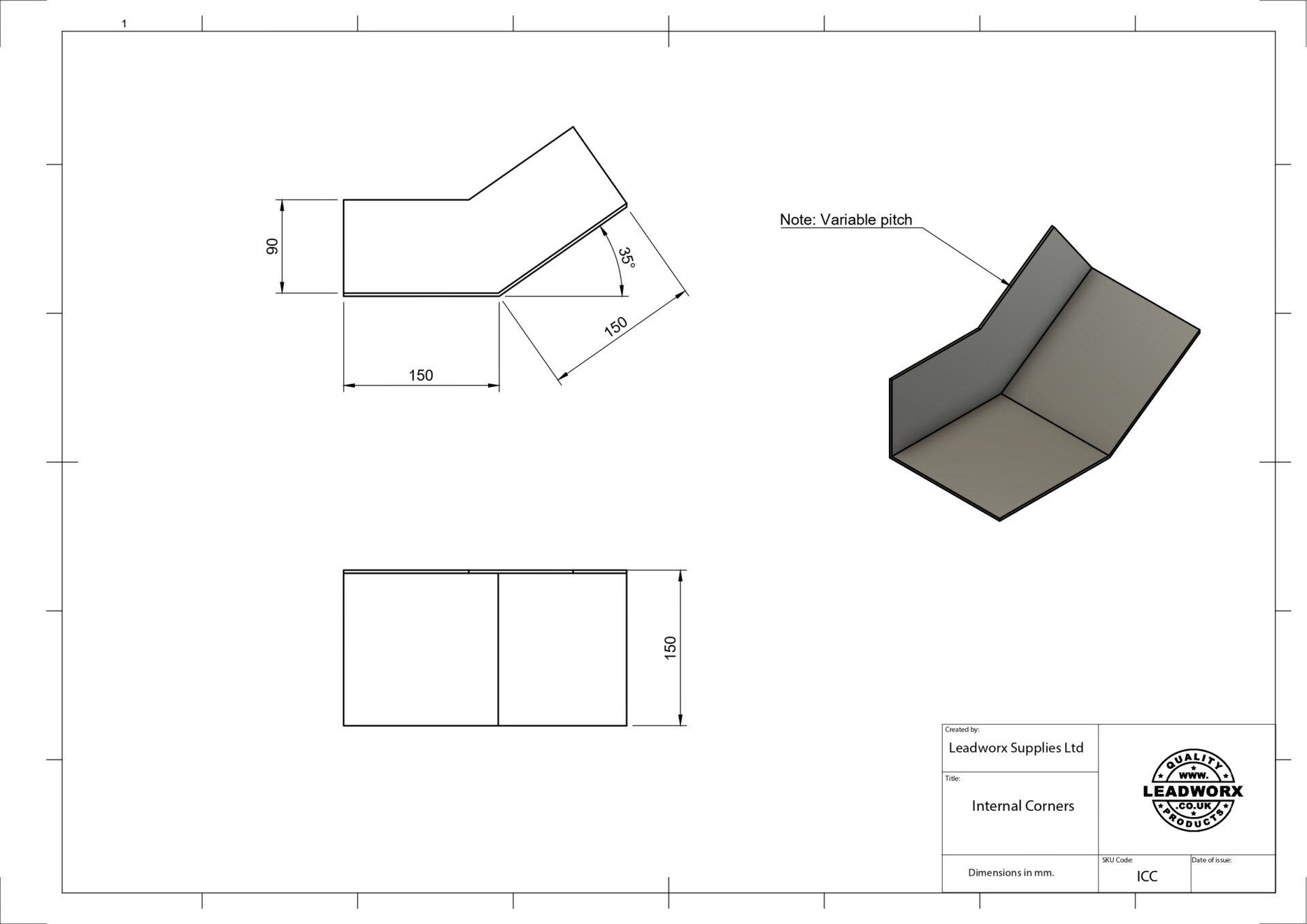 Internal Corners Specifications